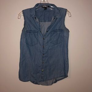 Denim Tank Button Up - Forever 21